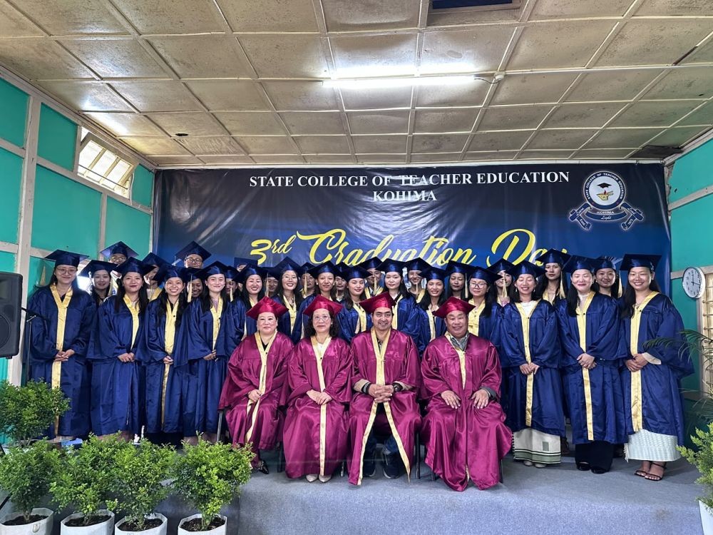 Graduates pose for a photo during the 3rd Graduation Day for the B.Ed Class of 2026 held at SCTE, Kohima on August 12.